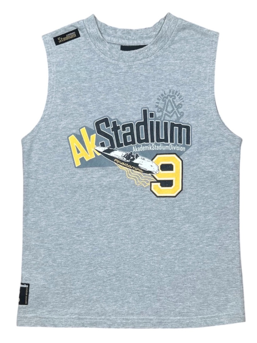 VINTAGE 90s Akademiks Boys Graphic Gray Sleeveless Tank Top Sz 6 Streetwear